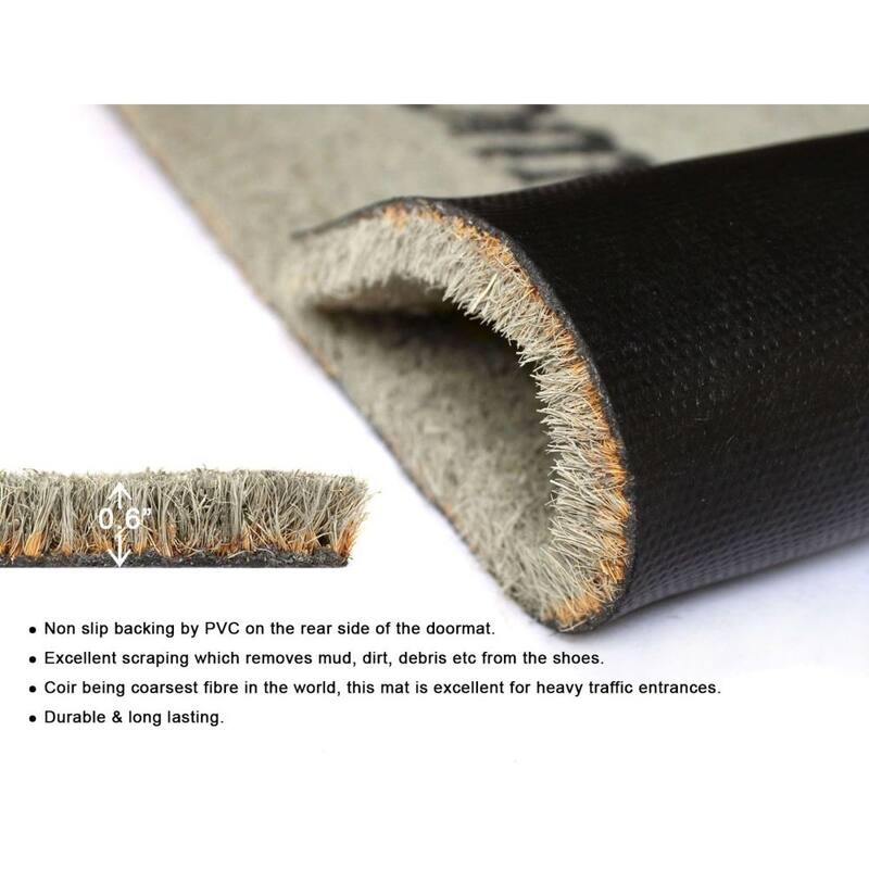 RugSmith Light Gray Machine Tufted Chettah Cat Coir Doormat, 18" x 30" 18" x 30" Bed Bath